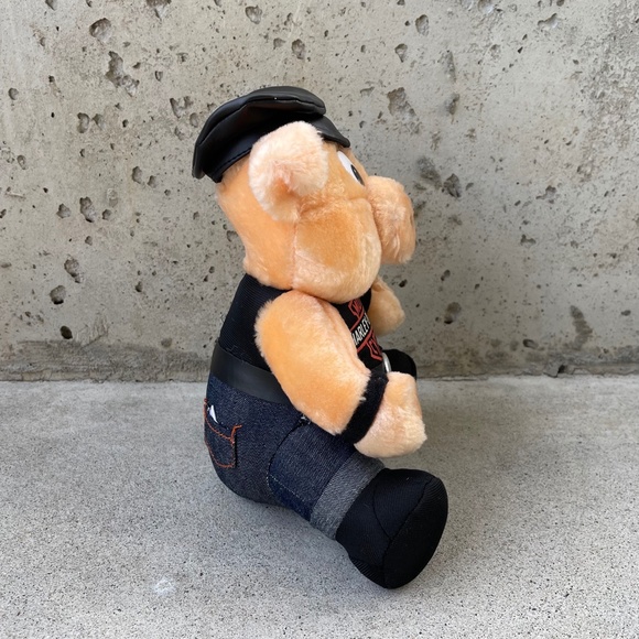Vintage Harley Davidson Pig Plush Stuffed Animal Toy - Picture 4 of 8